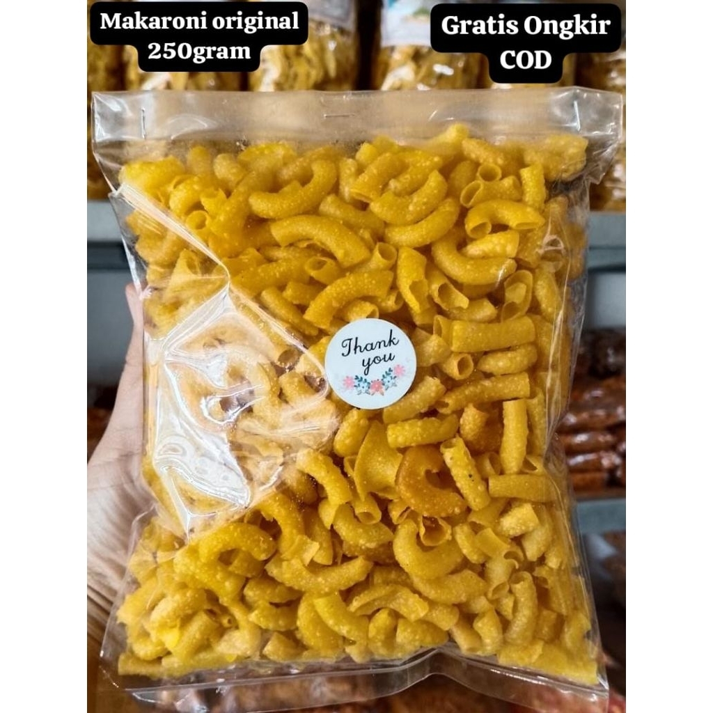 

Makaroni original 250gram keripik kriuk renyah, gratis packing babblewarp cemilan Bandung