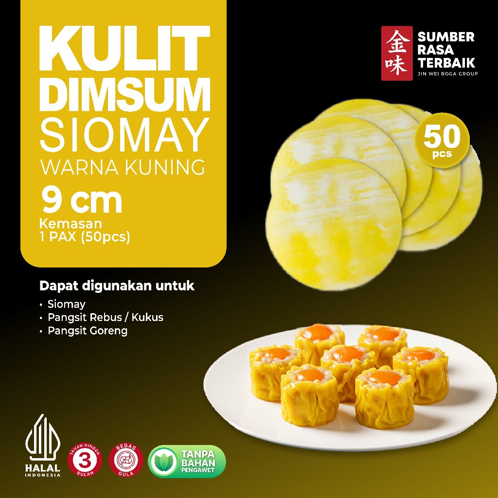 

SRT Kulit Dimsum Siomay Kuning 9cm isi 50pcs HALAL | Pewarna makanan BPOM | Lentur dan Tipis