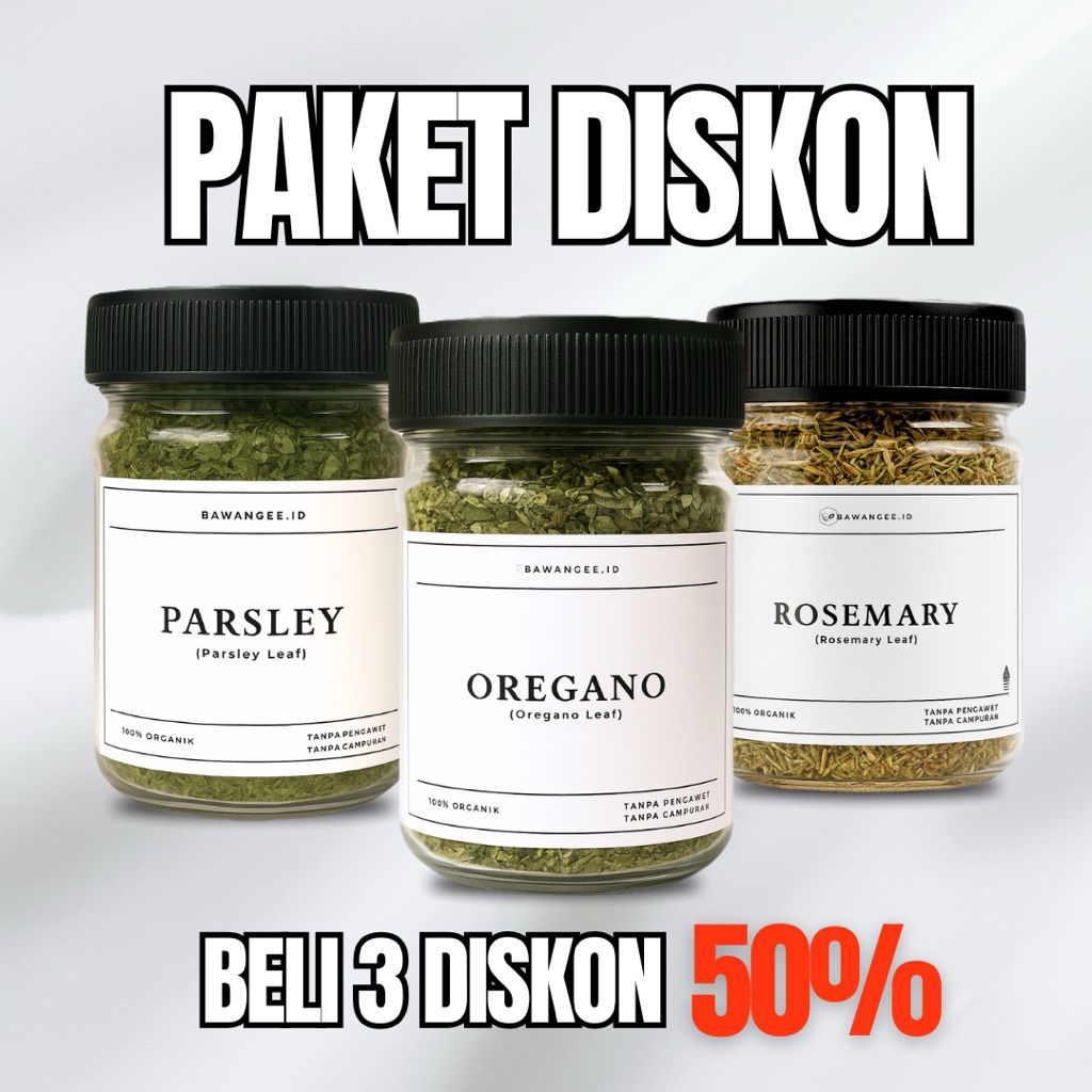 

Paket Bundling Daun - Bumbu Dapur Oregano, Parsley, Rosemary