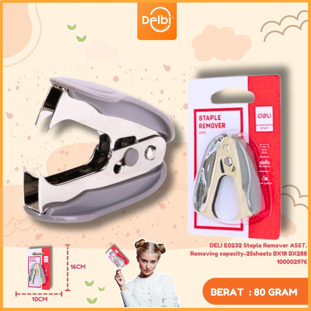 

Deli Pencabut isi Staples desain ergonomis untuk penggunaan yang nyaman 25lembar E0232 E0232 Staple Remover ASST. Removing capacity-25sheets