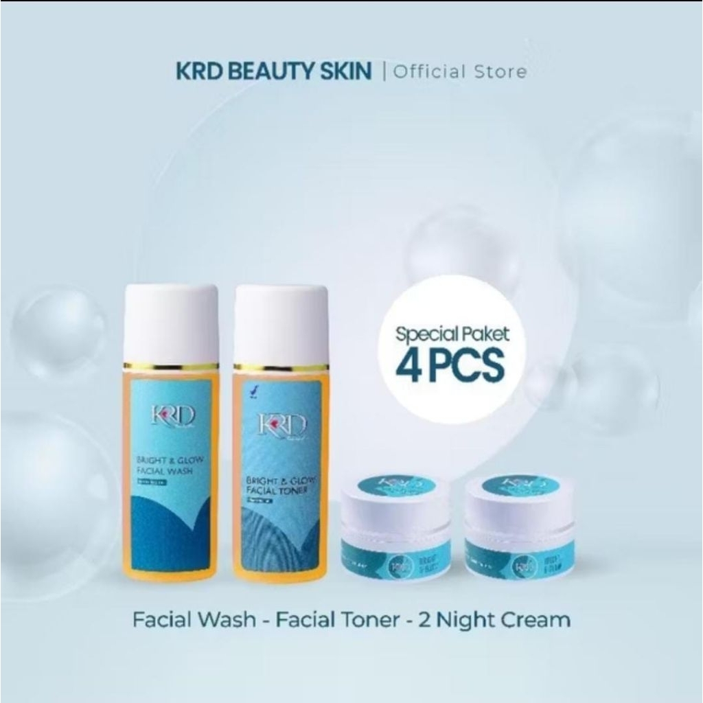 Paket Hemat Sabun Toner dan 2 night cream Bright n Glow by KRD Beauty Skin
