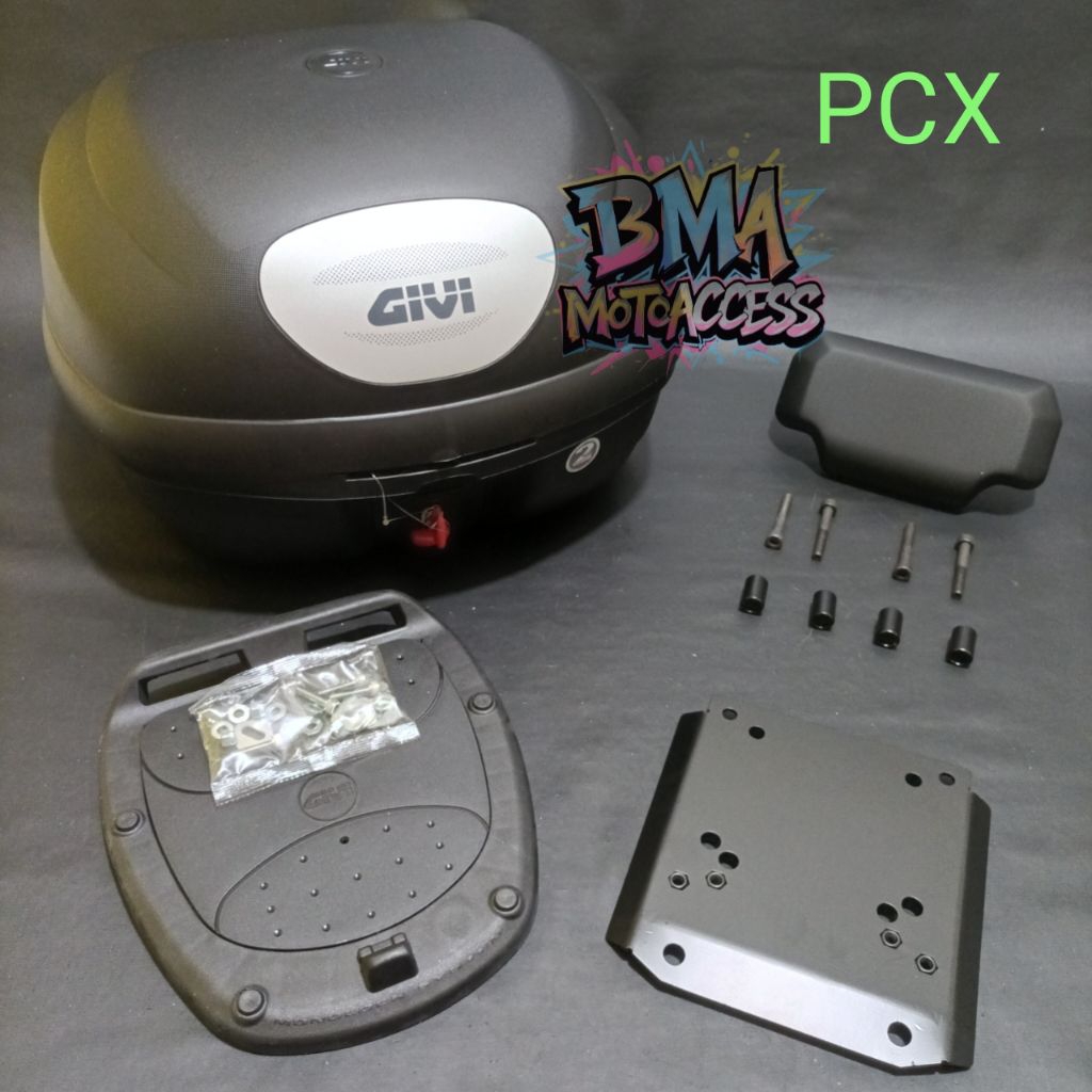 BOX GIVI E33NX & BREKET BOX+BACKREST - PCX 150/160 / PAKETAN BOX GIVI E33 NX - PCX