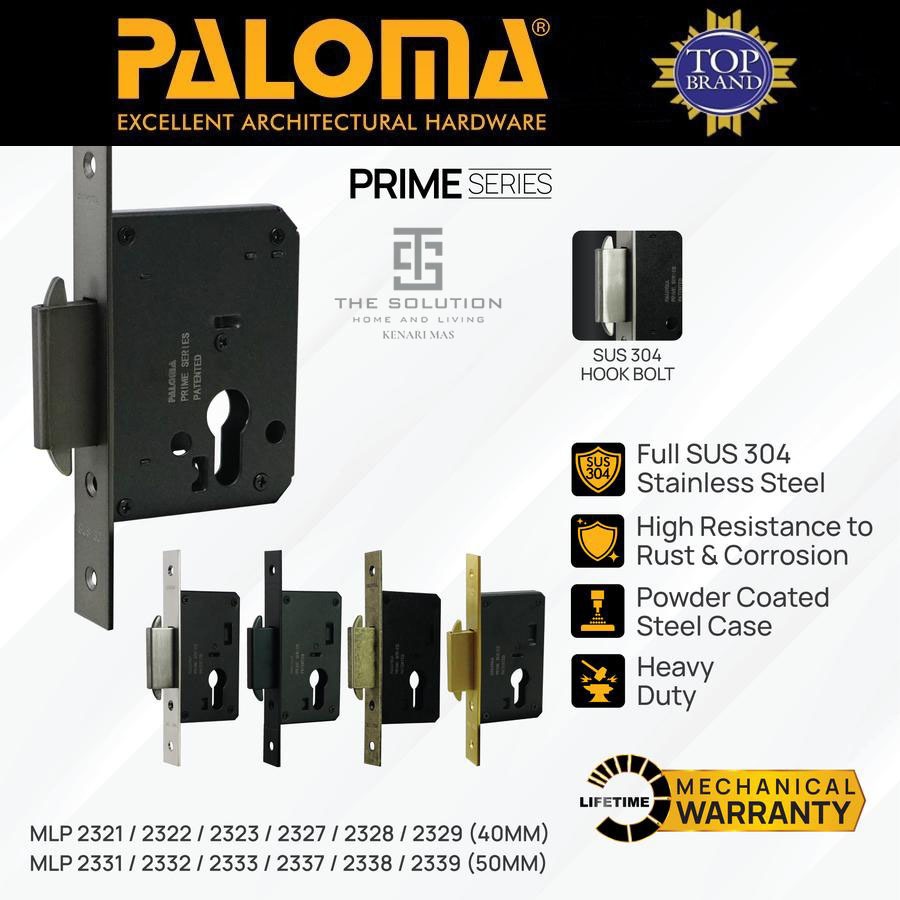 PALOMA MLP 232 Body Kunci Pintu Sliding Backset 40MM Prime Series Mortise Lock Pintu Geser Gold