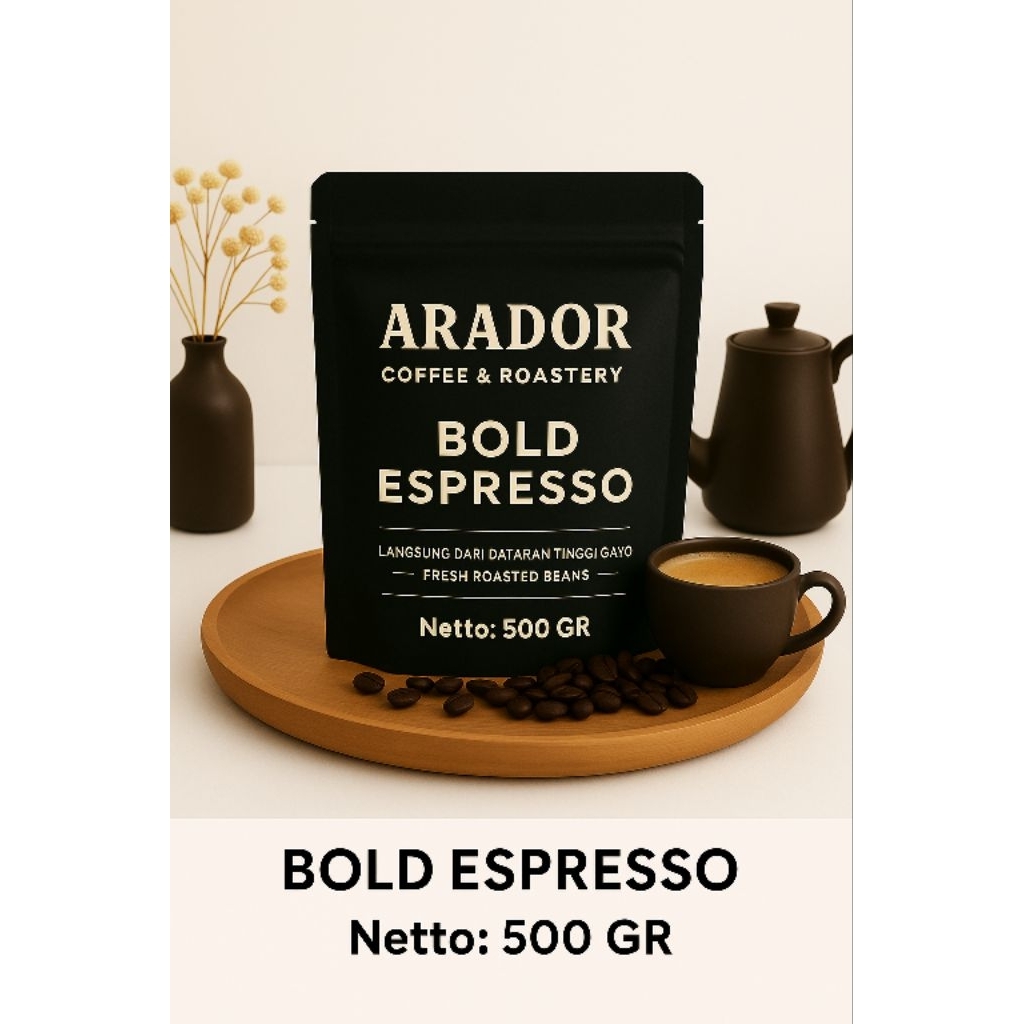 

Kopi Gayo BOLD ESPRESSO Kopi Susu 100% Arabika Gayo Peaberry Aradoor coffee 500gr