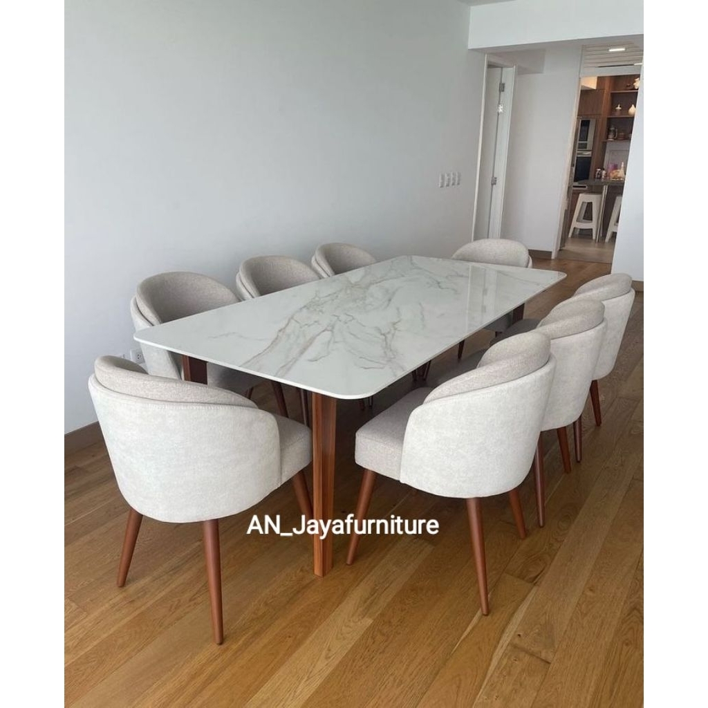 meja makan mewah marmer import meja makan 8 kursi desain minimalis terbaru
