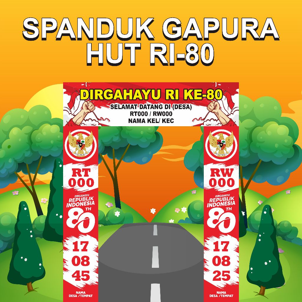 SPANDUK GAPURA HUT RI 80 | SPANDUK DIRGAHAYU | SPANDUK AGUSTUSAN | HUT RI