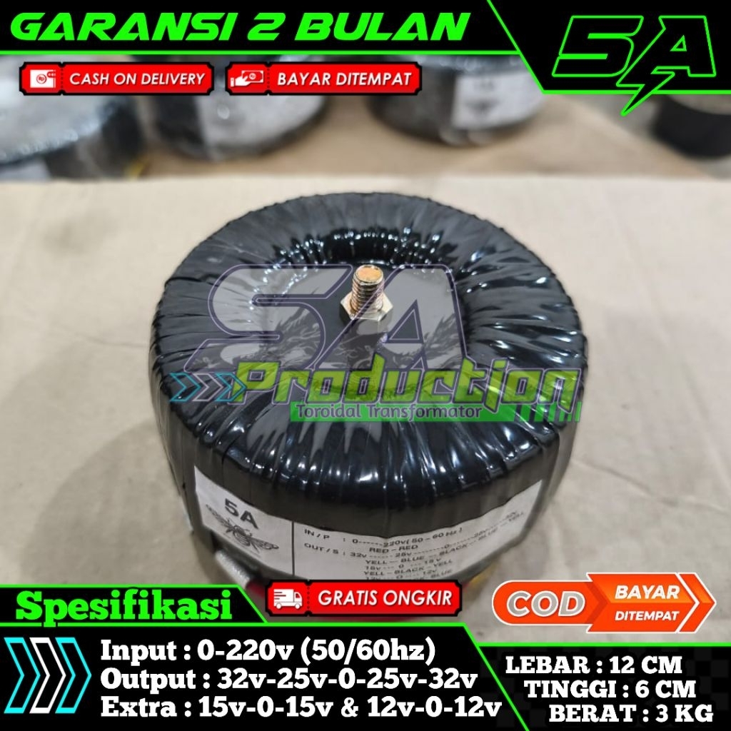 Trafo donat toroid 5A Murni Ct 32v 25v