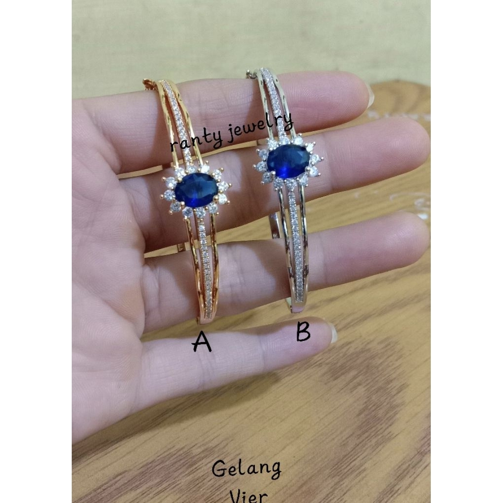 Gelang Bangle Vier Gelang Blue sapphire, Elegant, Harian
