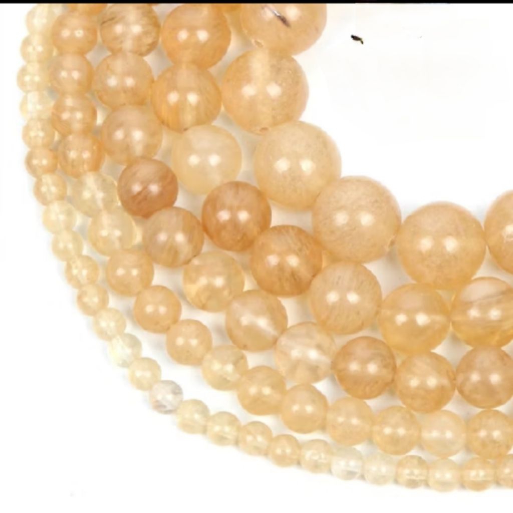 Manik Batu Alam Citrine/rambut Sendana size 6mm 8mm 10mm 12mm Batu Citrine