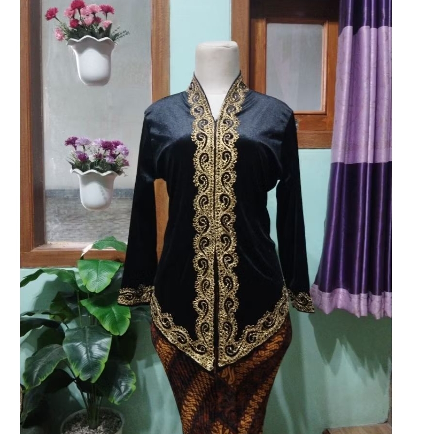 Atasan kebaya bludru muslim bordir emas kebaya kartini encim modern atasan kebaya wanita elegant