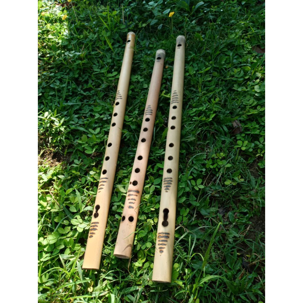 1 set isi 3 buah suling Batak corak,suling bambu, aksesoris suling clasik