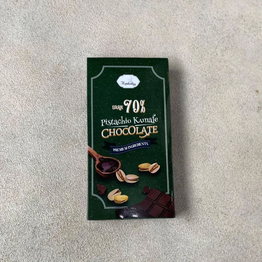 

Hepikoekiss Pistachio Kunafe Dubai Chocolate Dark 70% Gluten