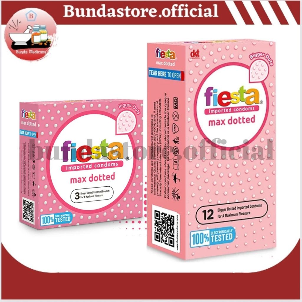 Kondom Fiesta Max Dotted Isi 3 Pcs / 12 Pcs - Kondom Bergerigi Terbaik - Alat Kontrasepsi Pria