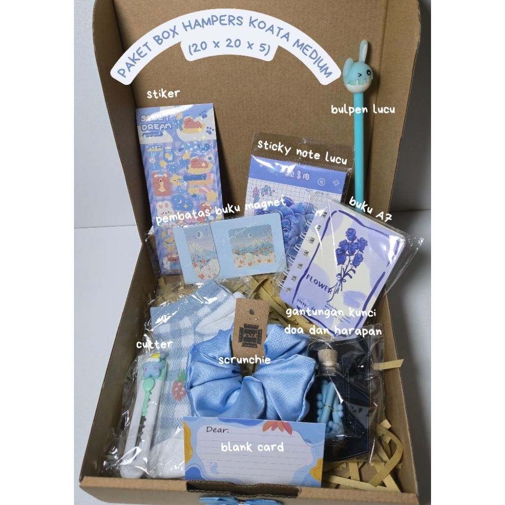 

(Bisa request tulisan di kartu) Paket Box Hampers Medium/Paket Bundling Aksesori dan ATK/Gift Hampers Stationery