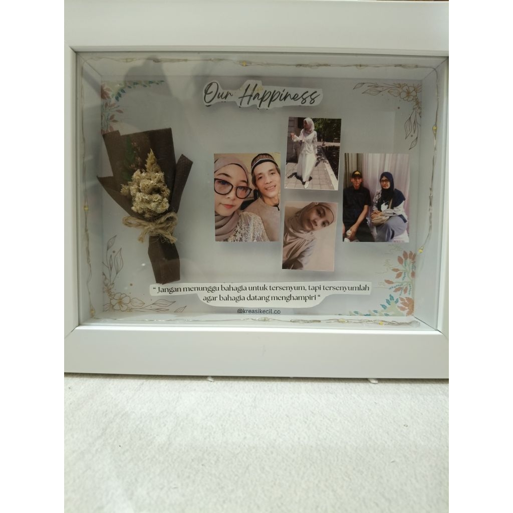 Frame foto Frame 3D Led Frame mahar | Bingkai 3d pop up frame custom Mini bouquet in frame