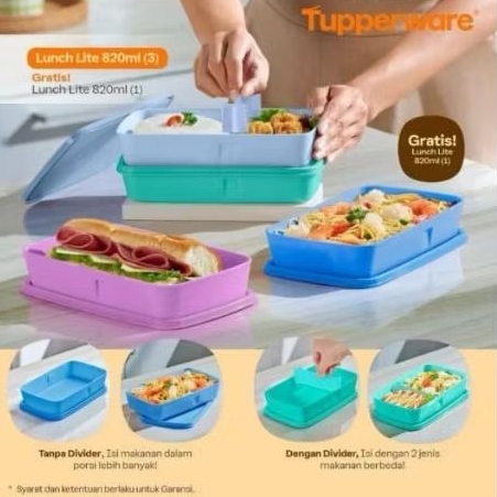 Lunch Lite 820ml Tupperware Baru Bekal Sekolah Bekal ke Kantor