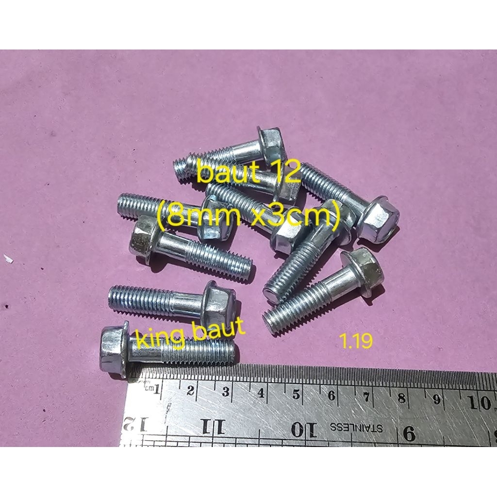Baut Topi 12 8x30 Putih Flange Bolt