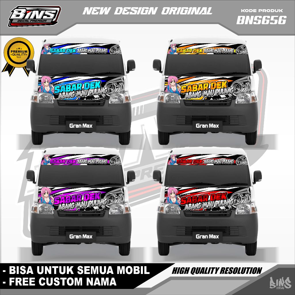 BNS656-DECAL STIKER KAP MESIN MOBIL GRANDMAX L300 APV CARRY GAMBAR ANIME CANTIK FREE GANTI NAMA
