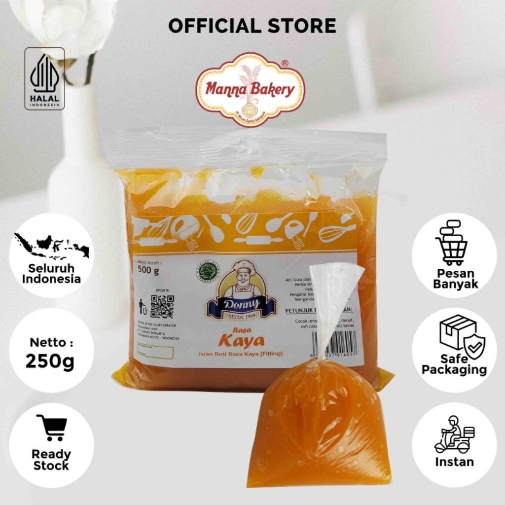 

DONNY SELAI SARIKAYA / KEMASAN 250 GR / SELAI BUAH SEGAR OLES ROTI/RASA SARIKAYA FILLING DONNY RASA KAYA 250GR