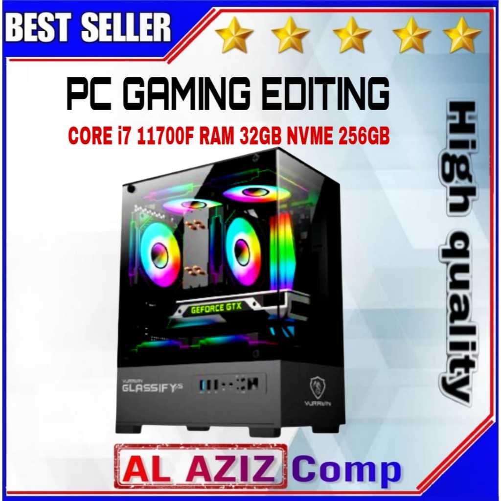 PC Cpu Rakitan Gaming Desain Gen11 Intel Core i7 11700F Ram 32GB VGA GTX 1650 4GB Nvme 256GB Murah W