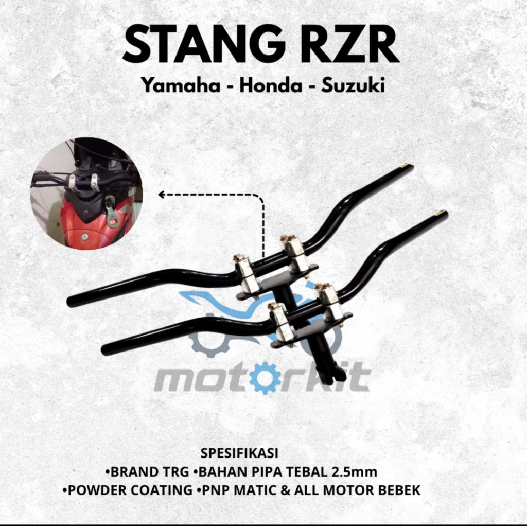 PAKET KOMPLIT STANG RZR PLUS DUDUKAN STANG RACING ROAD RACE UNIVERSAL MOTOR HONDA , YAMAHA, SUZUKI