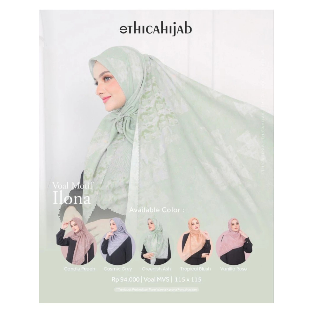 Hijab Segi Empat Voal Motif Ilona by Ethica Official / Hijab Segi Empat / Hijab Ethica