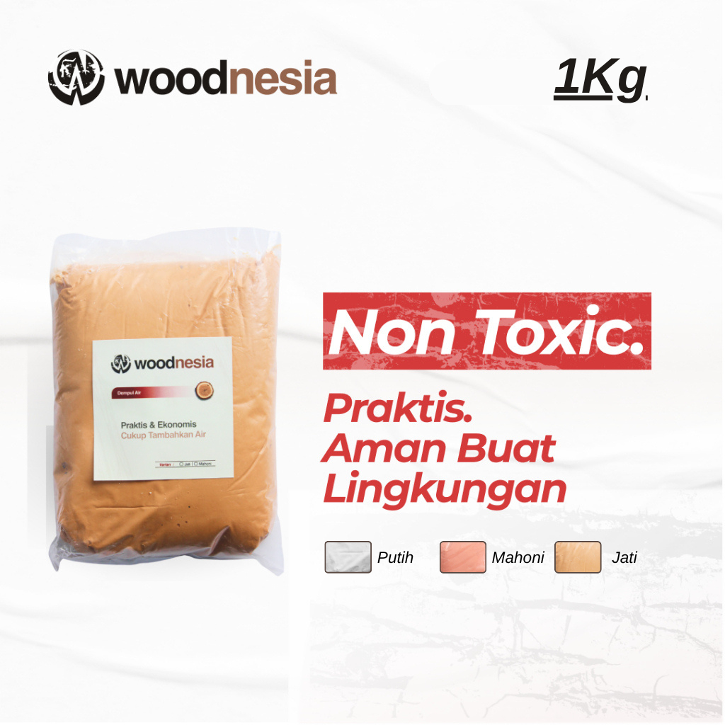Dempul Kayu Jati Mahoni 1kg Wood Filler Water Based Woodnesia Kayu Jati Mahoni 1kg Water-based