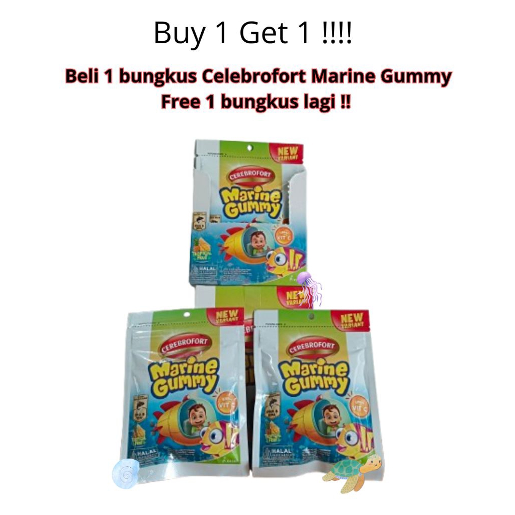 

[BUY 1 GET 1] CELEBROFORT MARINE GUMMY TROPICAL FRUIT Permen Jeli rasa Buah Tropis Permen Jeli Sehat untuk Anak