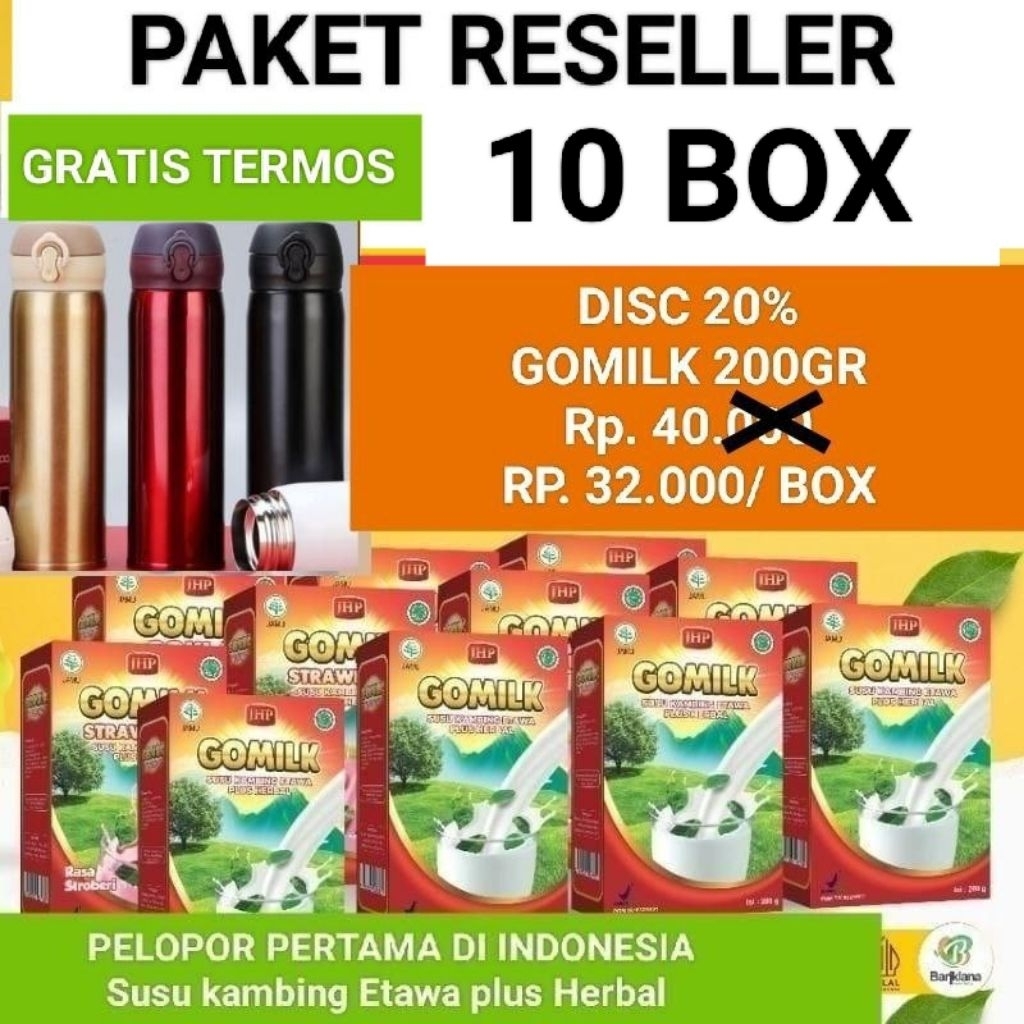 

(HADIAH T3RMOS ) (EXP LAMA) PAKET 10 BOX GOMILK SUSU KAMBING ETAWA