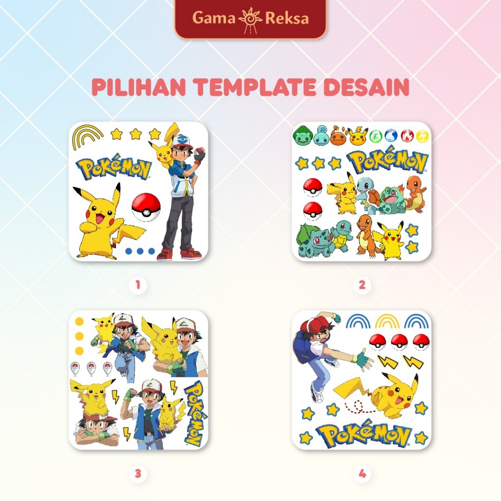 

Pilihan Desain Tema Pikachu / Pokemon UV Print