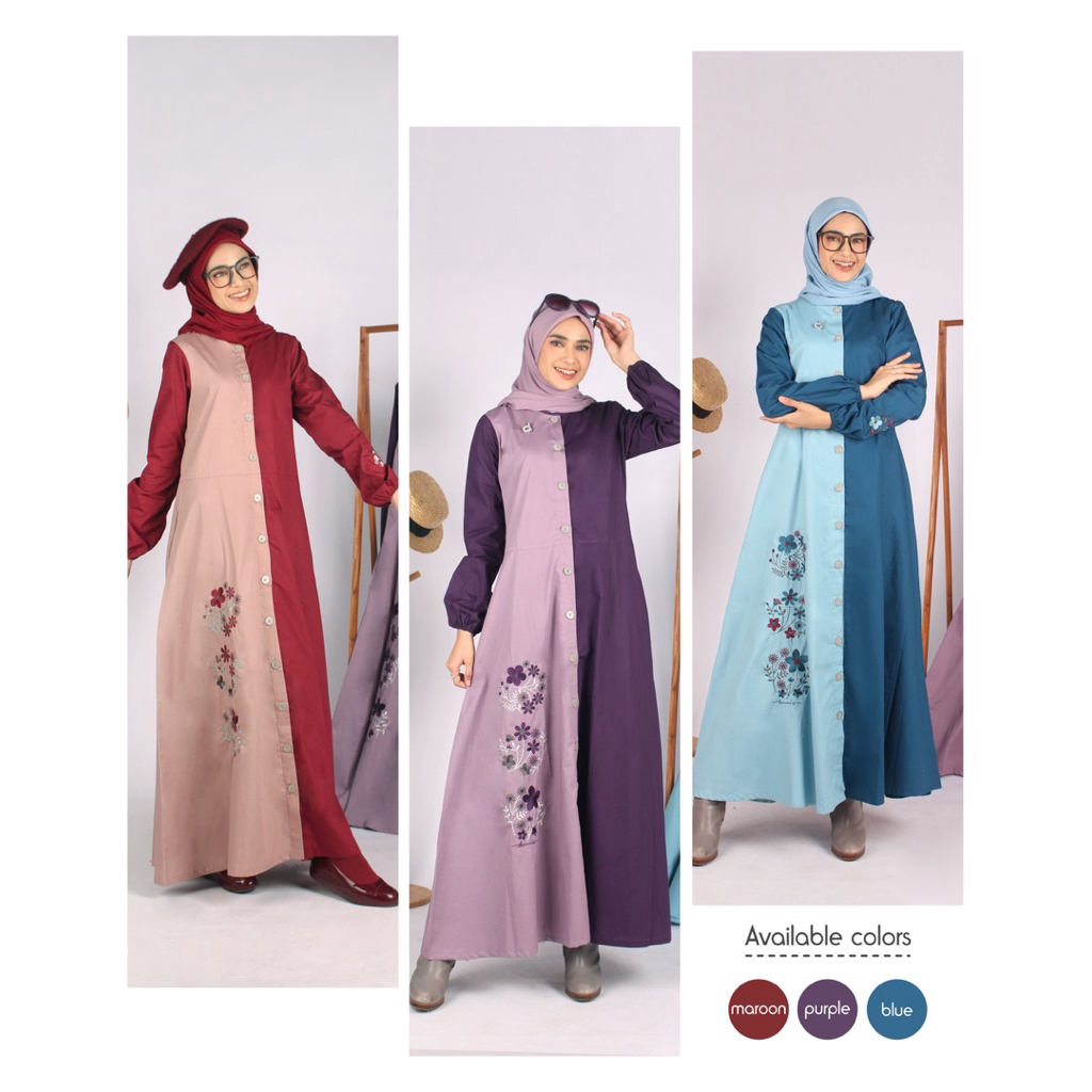 sale 35% / A230704 / abaya dannis katun / abaya cantik bordir / gamis dewasa / baju muslim perempuan