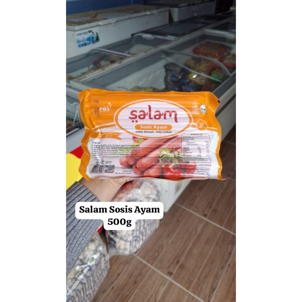 

Salam Sosis Ayam 500g Frozen food cik ntik Jambi cemilan jajanan seblak korea jepang