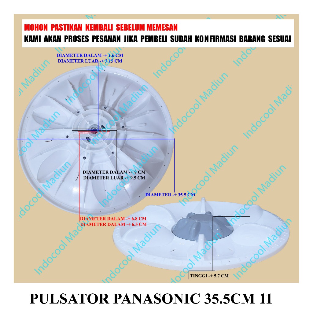 PP351 PULSATOR MESIN CUCI / PULSATOR PANASONIC 35.5CM GIGI 11