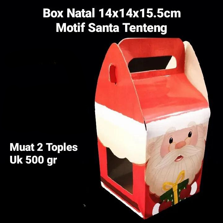 

box jinjing natal motif santa muat toples kuker 500gr isi 2 ukuran 14X14X15cm