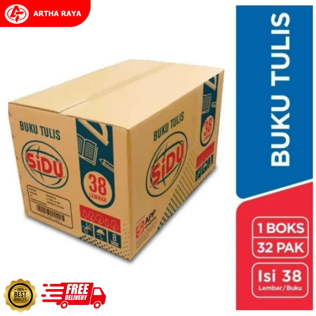 

1 KARTON BUKU TULIS SIDU 38 LEMBAR / SIDU 1 KARTON ISI 32 PAK / BUKU TULIS SIDU SATU KARTON