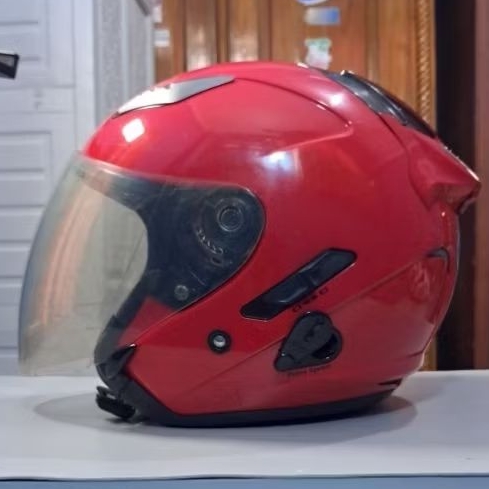 Original Helm double visor motor SNI DOT KYT galaxy slide  kacamata merah
