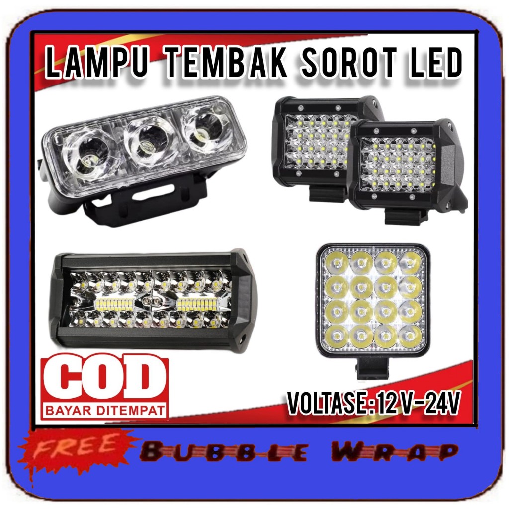 Lampu Tembak Sorot LED 3 4 6 10 12 20 24 Mata 12V - 24V Universal Motor Mobil Vixion Beat Nmax Vario