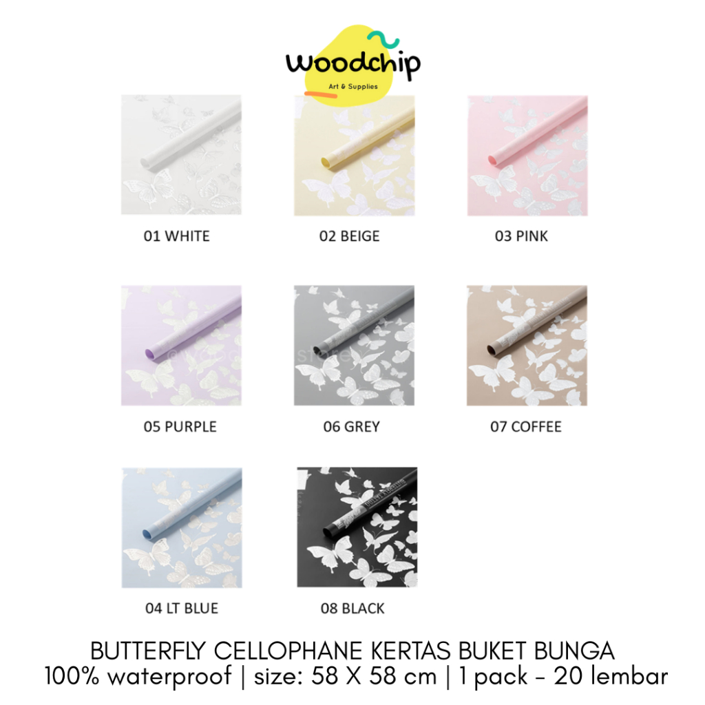 

[LEMBARAN] BUTTERFLY CELLOPHANE MOTIF KUPU KUPU KERTAS BUKET BUNGA - KERTAS KADO - WRAPPING PAPER - SAMPUL BUKU