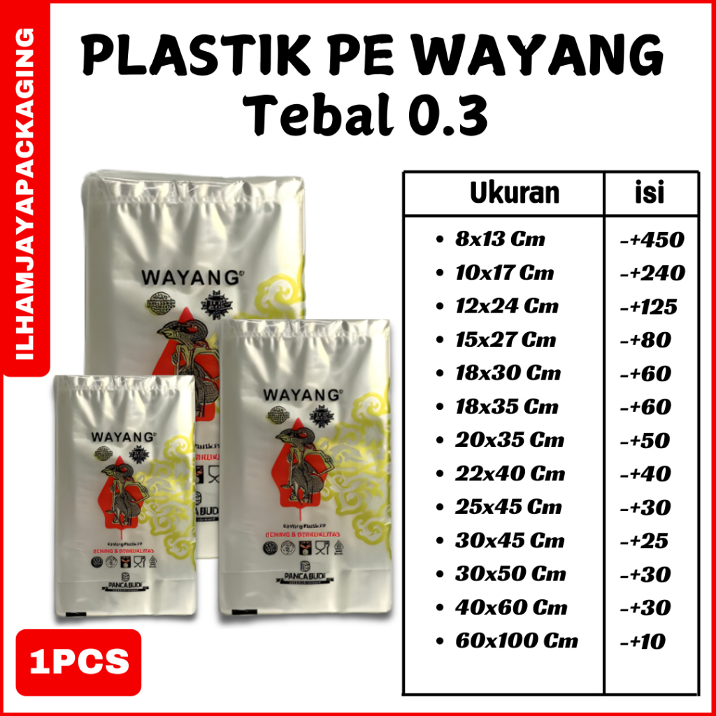 Plastik PP Wayang Bening Plastik Laundry Tebal 03 Ukuran Lengkap / plastik bening tebal