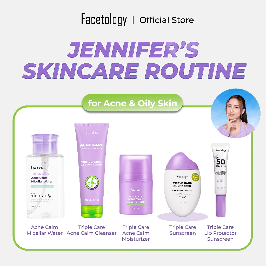 Facetology Triple Care Sunscreen For Acne & Oily Skin SPF 40 PA+++ 40ML FACETOLOGY Triple Care Lip P