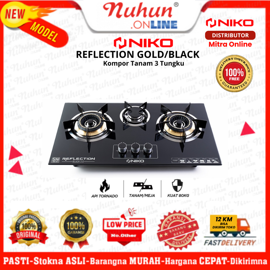 Niko Kompor Tanam Reflection Glod/Black 3 Tungku
