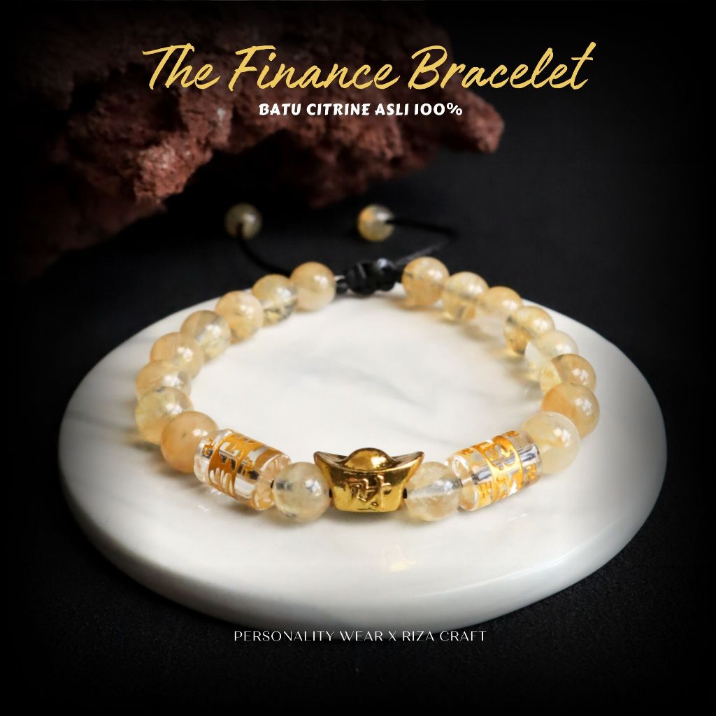 FINANCE BRACELET - Gelang Pria Wanita Serut Keren Kekinian Batu Alam Kecil Kristal Emas Akik Kombina