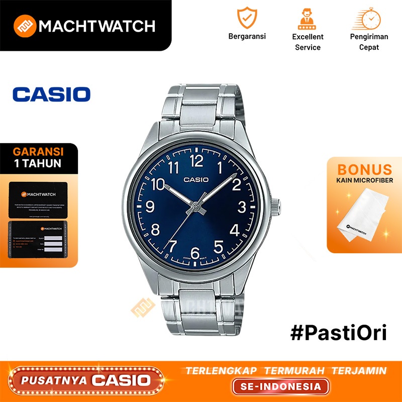 Jam Tangan Pria Analog Casio Standard MTP-V005D-2B4UDF MTPV005 MTP-V005D Stainless Steel Band