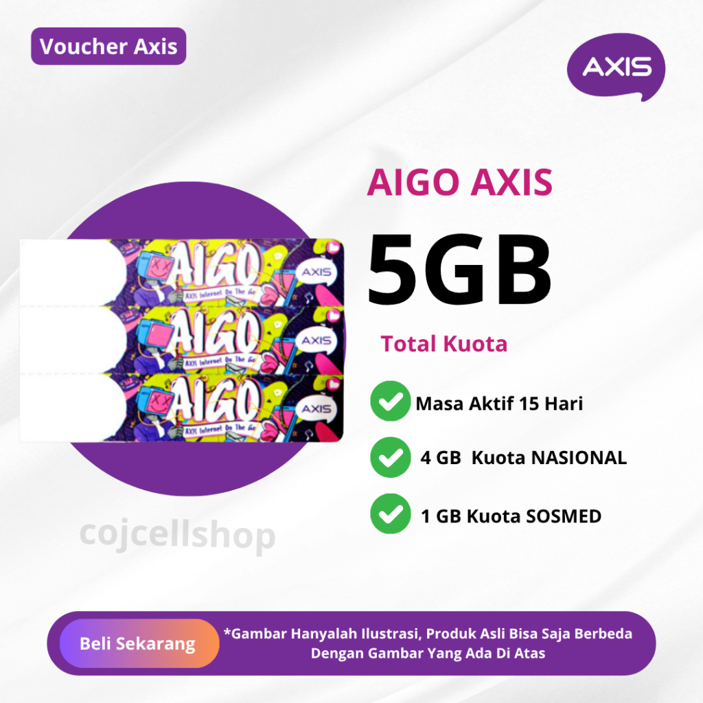 Voucher Kuota Axis Murah 5GB 15 Hari Full 24 Jam - Voucher Aigo Murah 5GB 15 Hari Berlaku Nasional