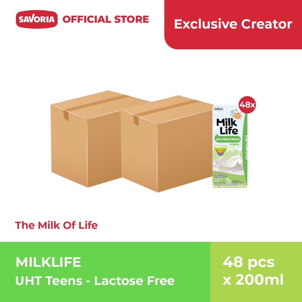 

[Exclusive Affiliate] MilkLife UHT Teens Lactose Free Milk 2 Karton - Susu Bebas Laktosa 48 Pcs x 200ml