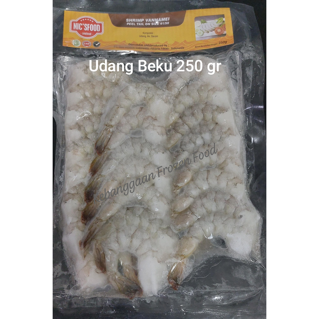 

Nic's Food Shrimp Vannamei Udang Kupas Fresh/Frozen 250 Gram - Kebanggaan Frozen Food Jakarta Barat