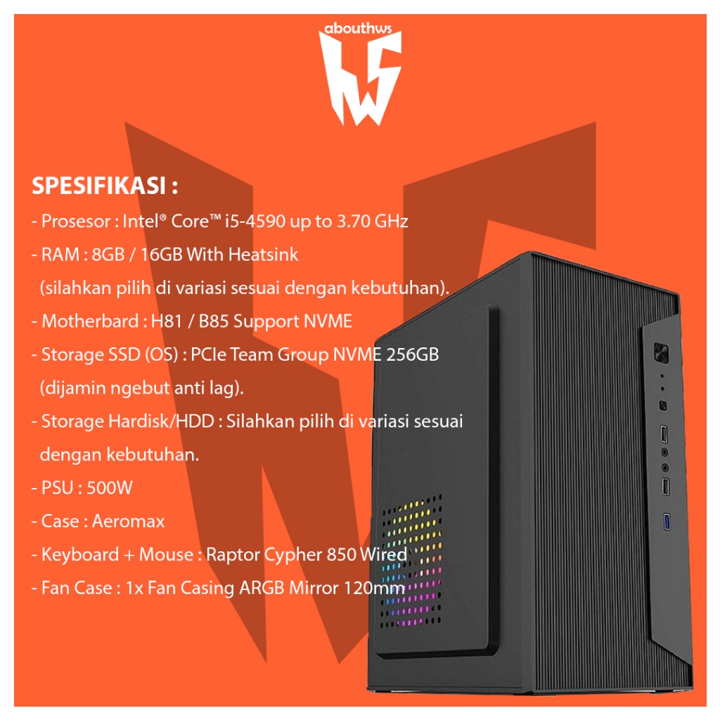 PC Rakitan / Komputer Rakitan Untuk Kantor, Office, Kasir, Sekolah