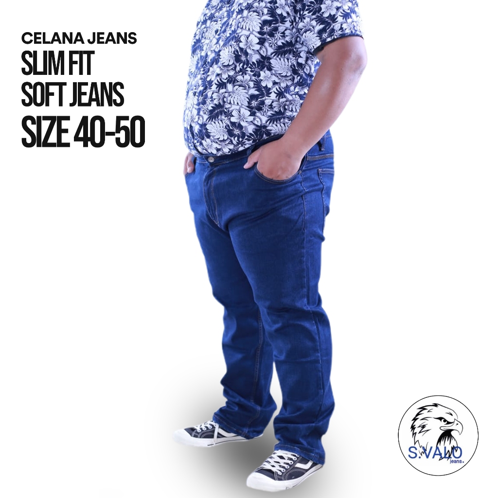 S.VALO Original - Celana Jeans Pria Jumbo Slimfit Soft Jeans Bahan Strecth/Melar Termurah/terlaris /