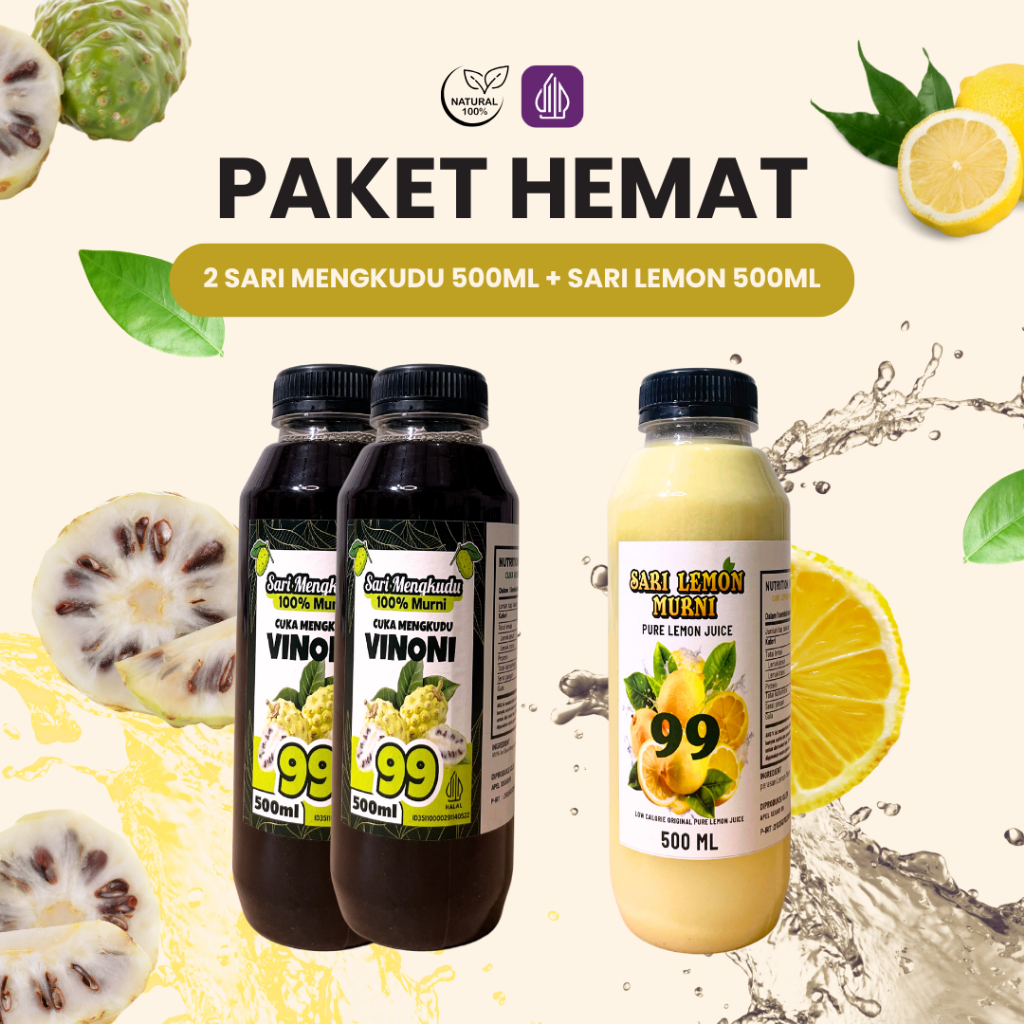 

BUNDLING 2+1 Sari Lemon Sari Mengkudu Asli 100% Original Tanpa Pengawet 500 ml