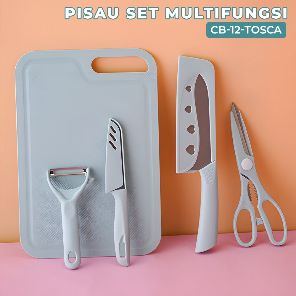 Oromaliving - Pisau Dapur Set Isi 5 Pcs Pisau Set 5 Pcs Pisau Viral Set Pisau Stainless Steel + Tale